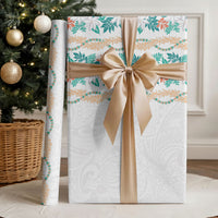 Monstera Tiare Plumeria Wrapping Paper Teal Polynesian Pattern LT01 - Polynesian Pride