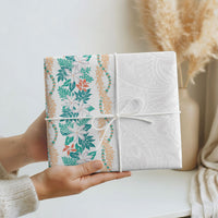 Monstera Tiare Plumeria Wrapping Paper Teal Polynesian Pattern LT01 - Polynesian Pride