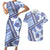 Hawaii Quilt Couples Matching Short Sleeve Bodycon Dress and Hawaiian Shirt Kakau Polynesian Pattern Blue Version LT01 Blue - Polynesian Pride