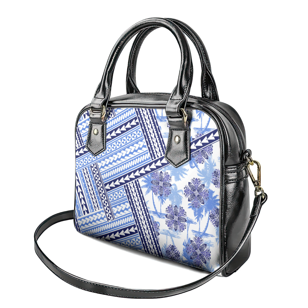 Hawaii Quilt Shoulder Handbag Kakau Polynesian Pattern Blue Version LT01 - Polynesian Pride