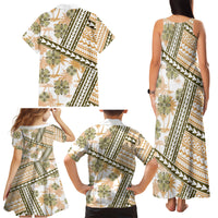Hawaii Quilt Family Matching Tank Maxi Dress and Hawaiian Shirt Kakau Polynesian Pattern Gold Version LT01 - Polynesian Pride