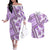 Hawaii Quilt Couples Matching Off The Shoulder Long Sleeve Dress and Hawaiian Shirt Kakau Polynesian Pattern Lilac Version LT01 Purple - Polynesian Pride