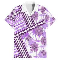 Hawaii Quilt Family Matching Puletasi Dress and Hawaiian Shirt Kakau Polynesian Pattern Lilac Version LT01 Dad's Shirt - Short Sleeve Purple - Polynesian Pride