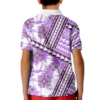 Hawaii Quilt Kid Polo Shirt Kakau Polynesian Pattern Lilac Version LT01 - Polynesian Pride