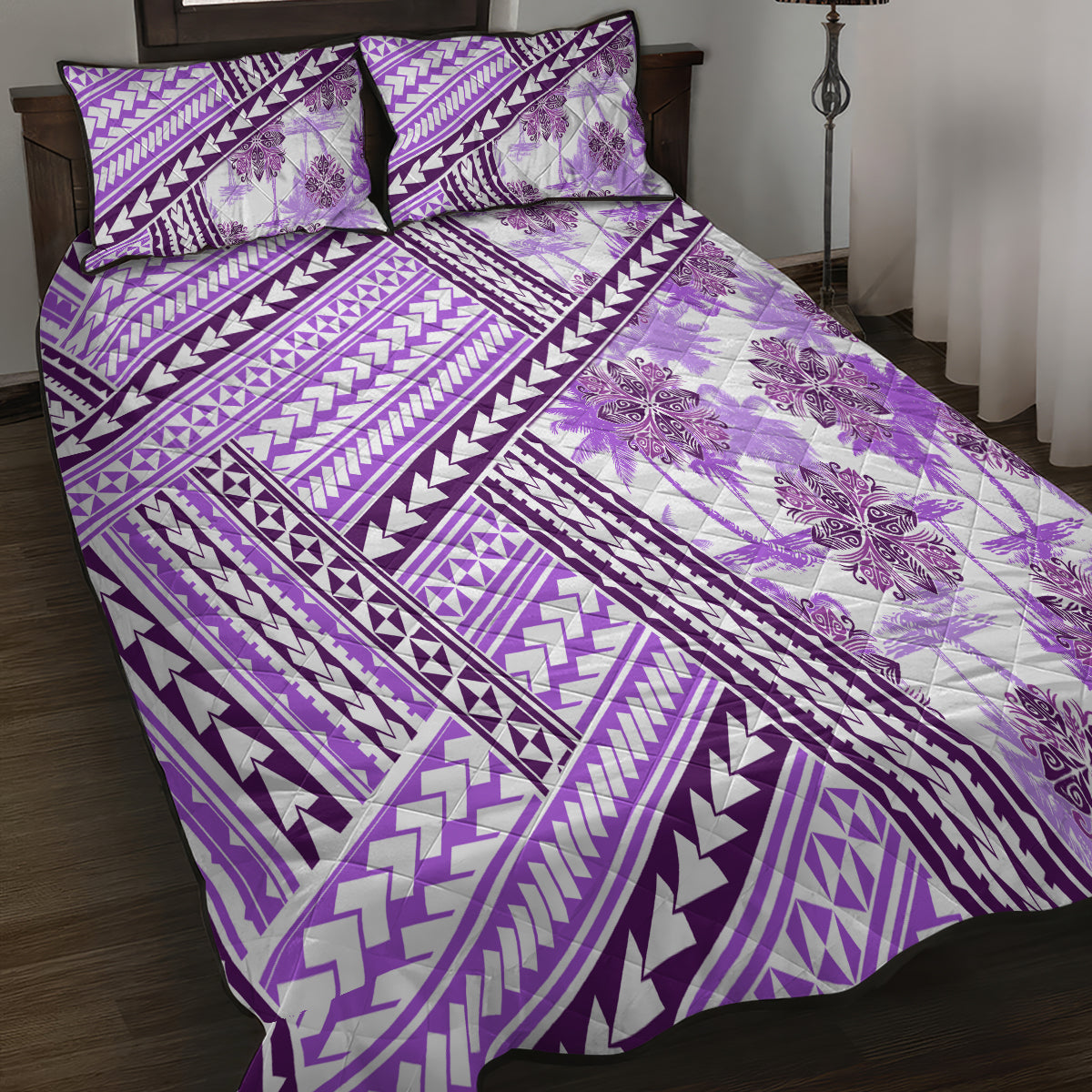 Hawaii Quilt Quilt Bed Set Kakau Polynesian Pattern Lilac Version LT01 - Polynesian Pride