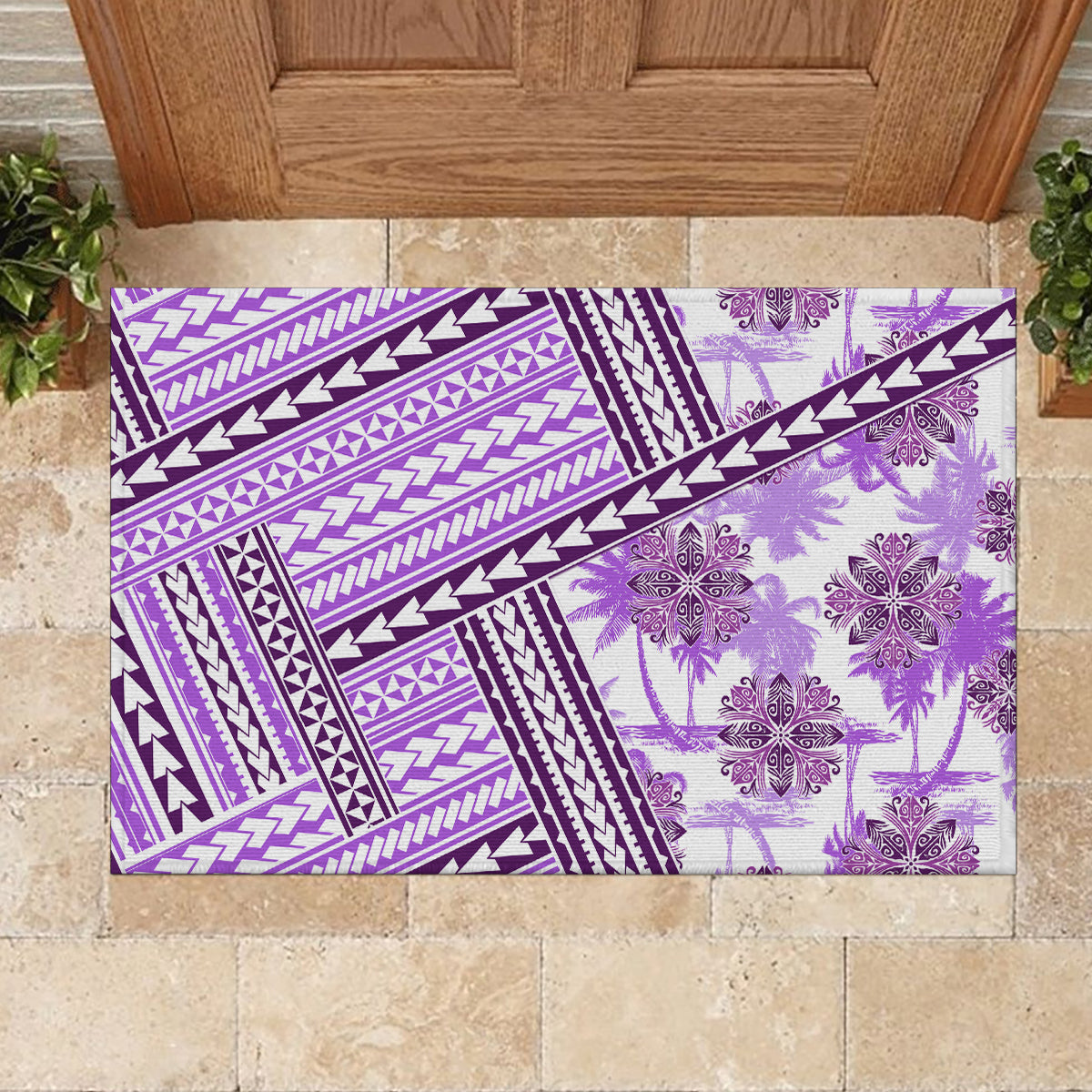 Hawaii Quilt Rubber Doormat Kakau Polynesian Pattern Lilac Version LT01 - Polynesian Pride