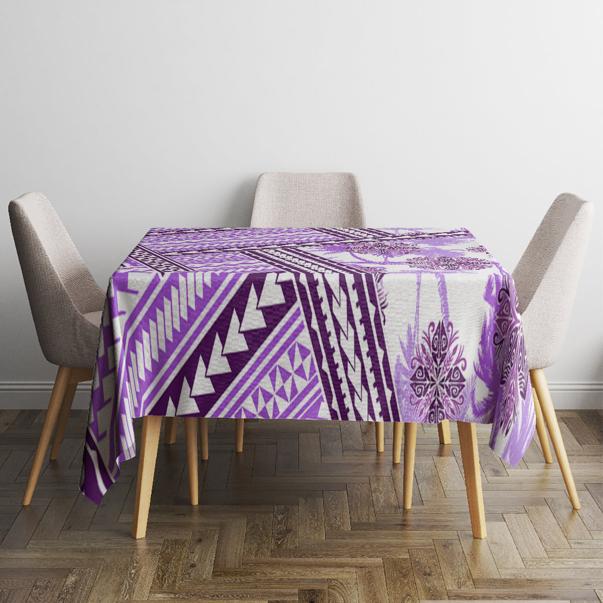 Hawaii Quilt Tablecloth Kakau Polynesian Pattern Lilac Version LT01 - Polynesian Pride