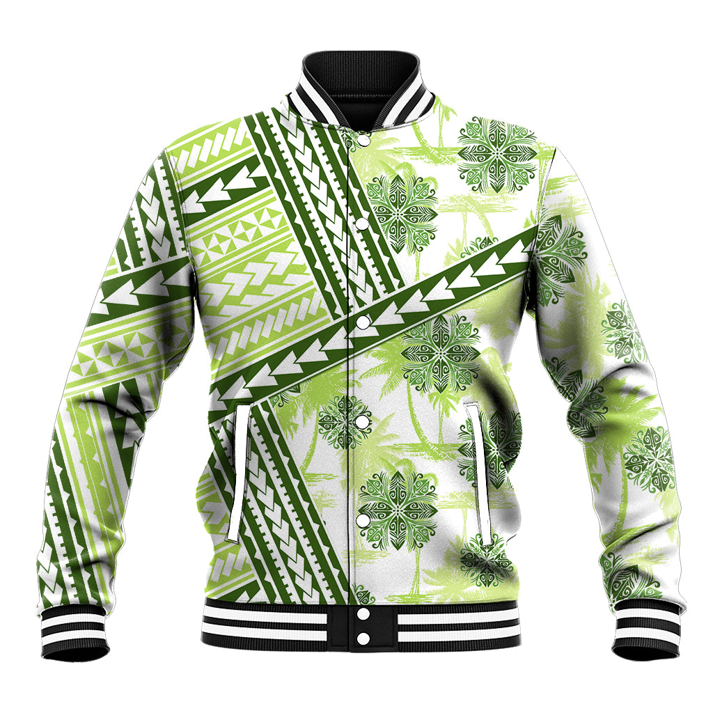 Hawaii Quilt Baseball Jacket Kakau Polynesian Pattern Olive Green Version LT01 Unisex Green - Polynesian Pride
