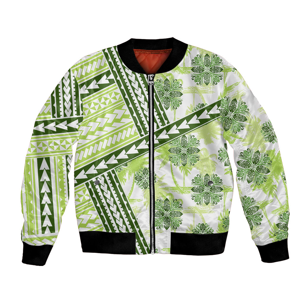 Hawaii Quilt Bomber Jacket Kakau Polynesian Pattern Olive Green Version LT01 Unisex Green - Polynesian Pride