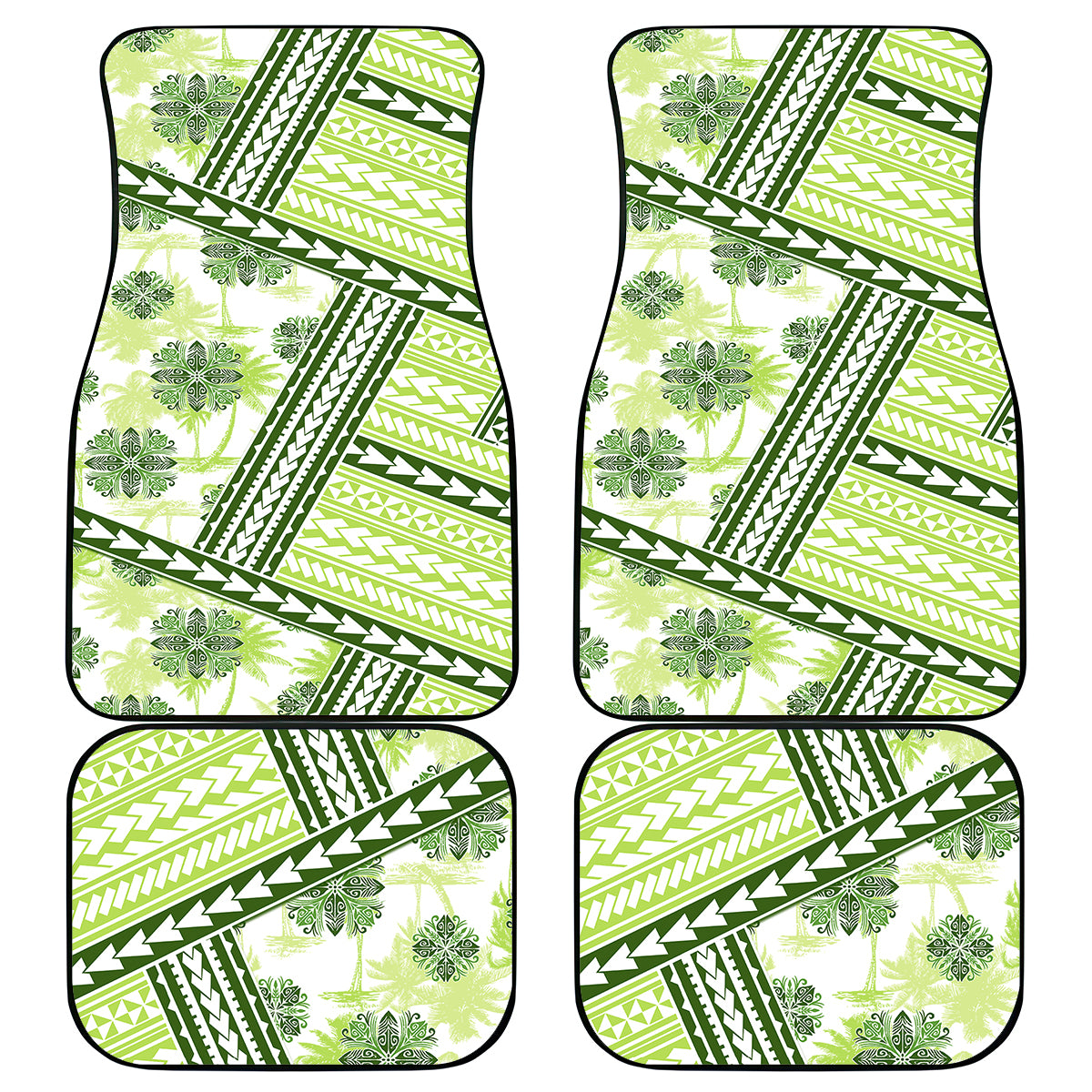 Hawaii Quilt Car Mats Kakau Polynesian Pattern Olive Green Version LT01 Green - Polynesian Pride