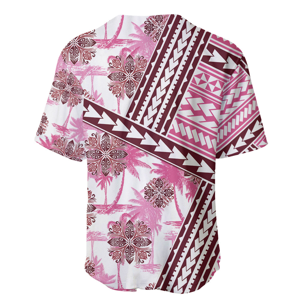 Hawaii Quilt Baseball Jersey Kakau Polynesian Pattern Mauve Pink Version LT01 - Polynesian Pride