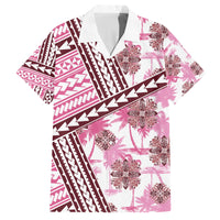 Hawaii Quilt Family Matching Tank Maxi Dress and Hawaiian Shirt Kakau Polynesian Pattern Mauve Pink Version LT01 Dad's Shirt - Short Sleeve Pink - Polynesian Pride