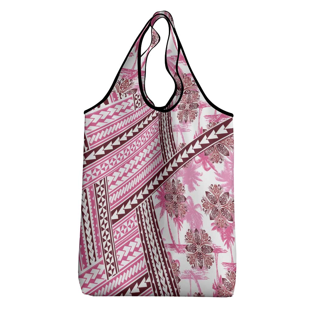 Hawaii Quilt Grocery Bag Kakau Polynesian Pattern Mauve Pink Version