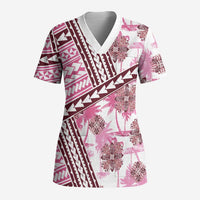 Hawaii Quilt Scrub Top Kakau Polynesian Pattern Mauve Pink Version - Polynesian Pride