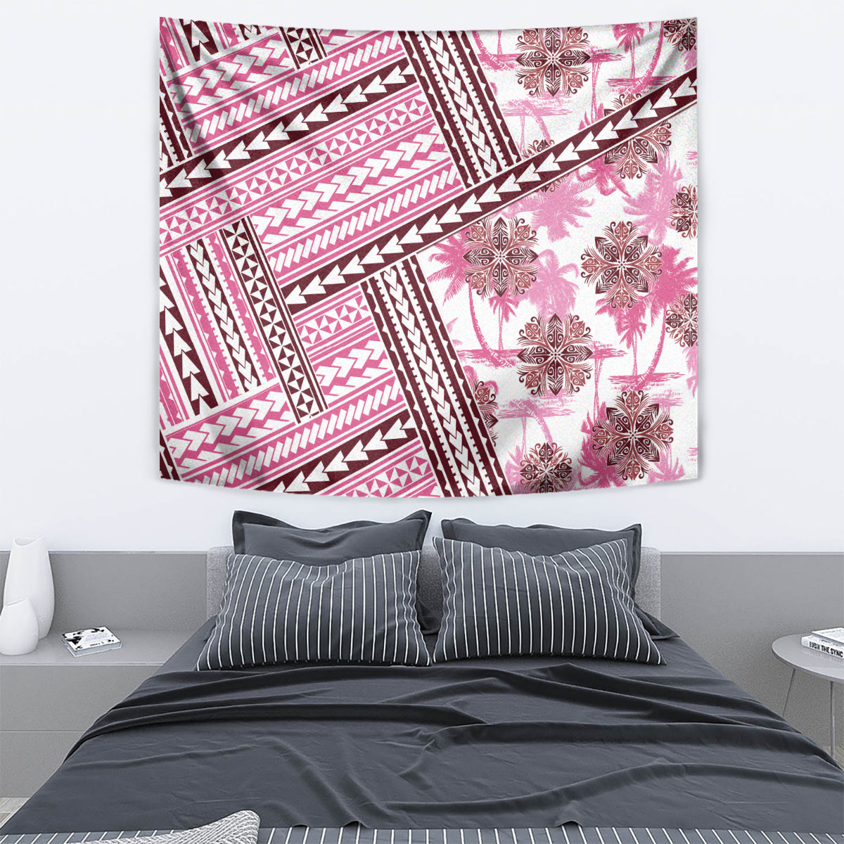 Hawaii Quilt Tapestry Kakau Polynesian Pattern Mauve Pink Version LT01 - Polynesian Pride