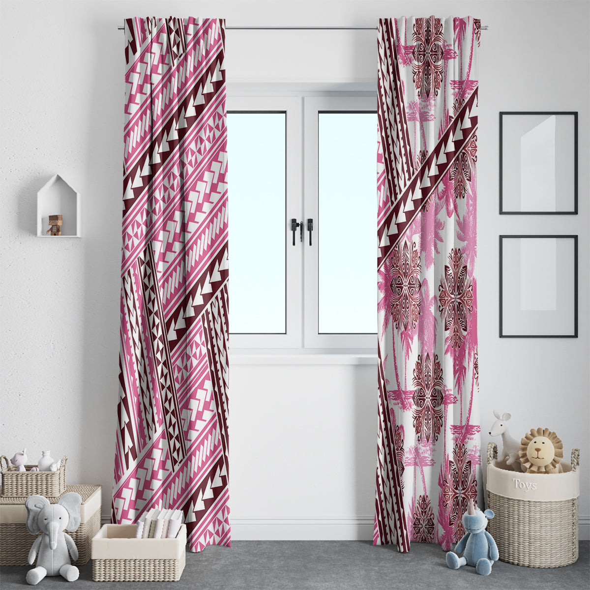 Hawaii Quilt Window Curtain Kakau Polynesian Pattern Mauve Pink Version LT01 - Polynesian Pride