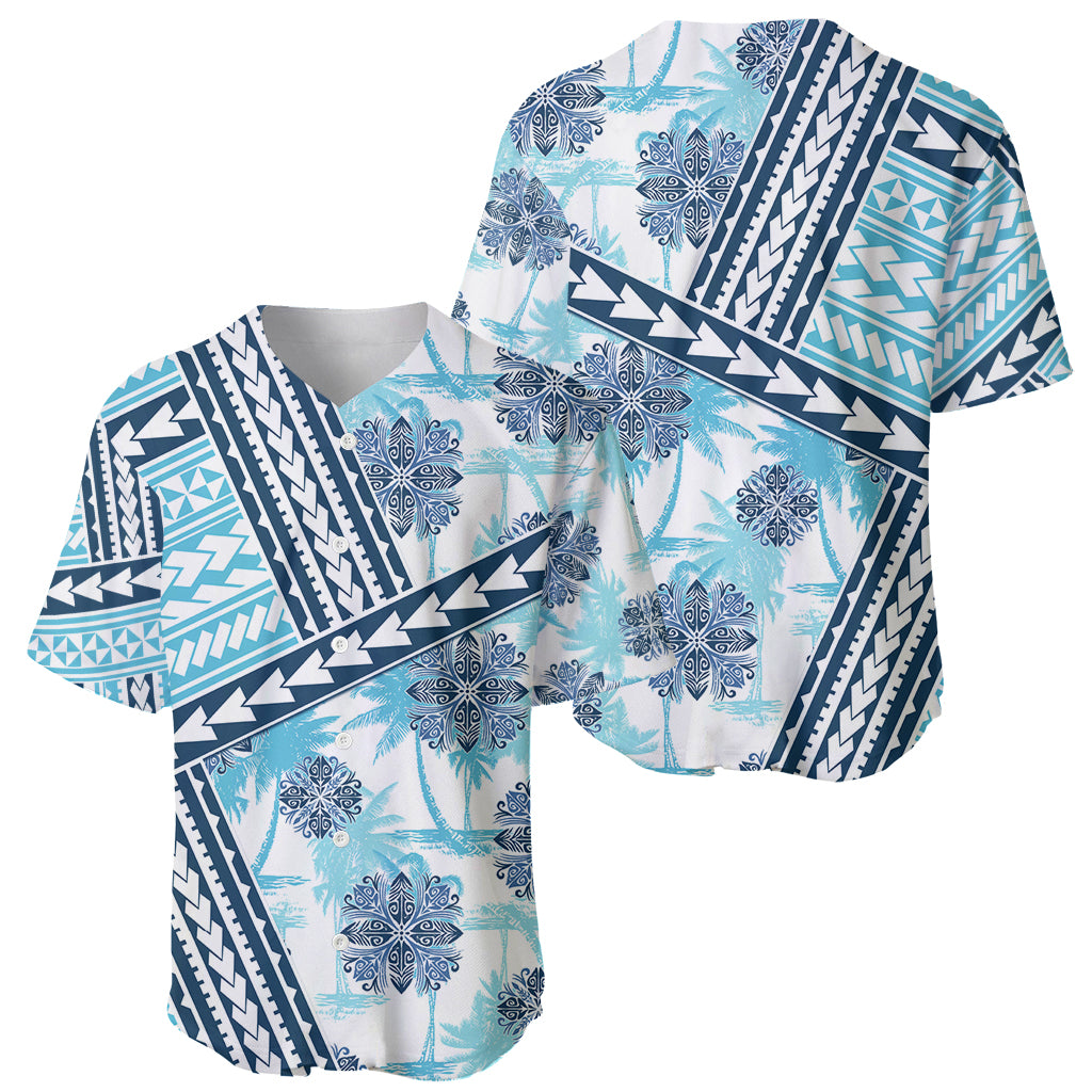 Hawaii Quilt Baseball Jersey Kakau Polynesian Pattern Sky Blue Version LT01 - Polynesian Pride