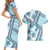 Hawaii Quilt Couples Matching Short Sleeve Bodycon Dress and Hawaiian Shirt Kakau Polynesian Pattern Sky Blue Version LT01 - Polynesian Pride