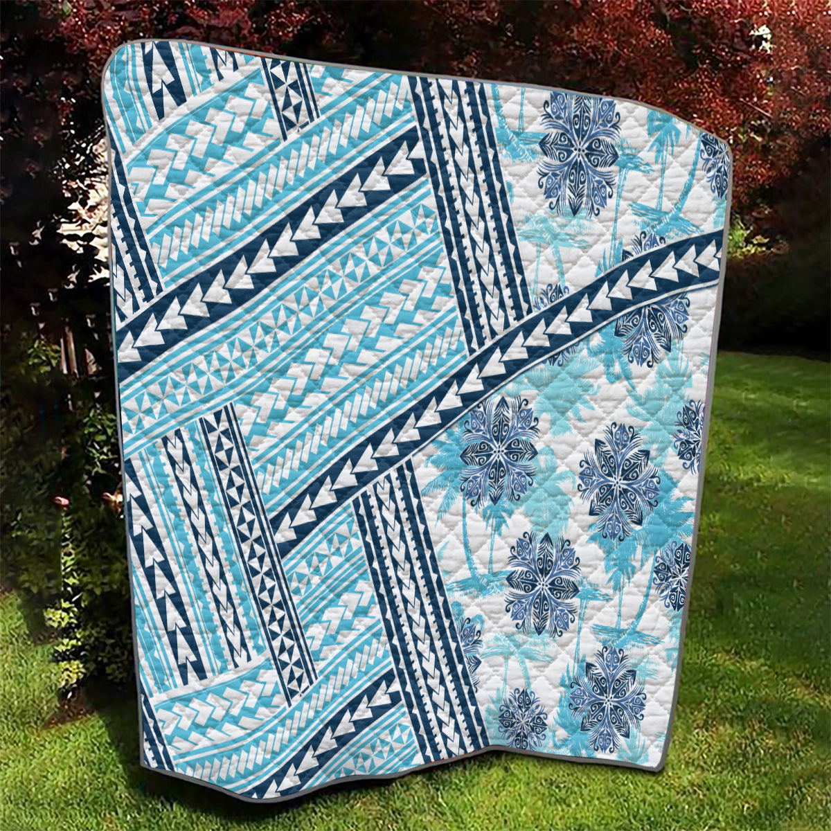 Hawaii Quilt Quilt Kakau Polynesian Pattern Sky Blue Version LT01 - Polynesian Pride