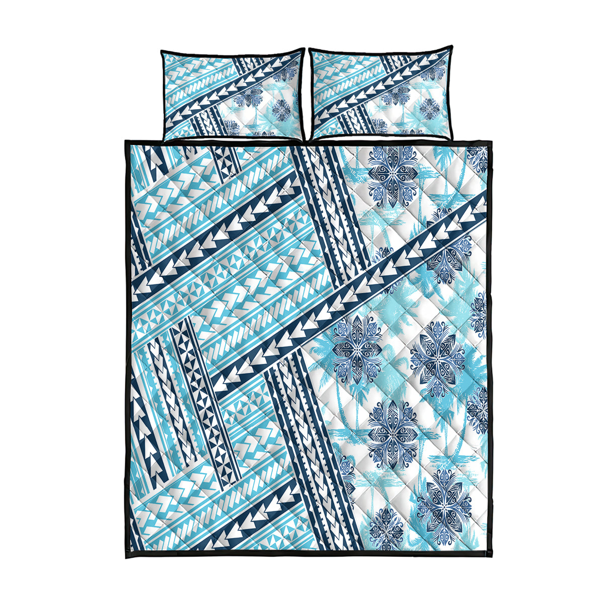 Hawaii Quilt Quilt Bed Set Kakau Polynesian Pattern Sky Blue Version LT01 Blue - Polynesian Pride