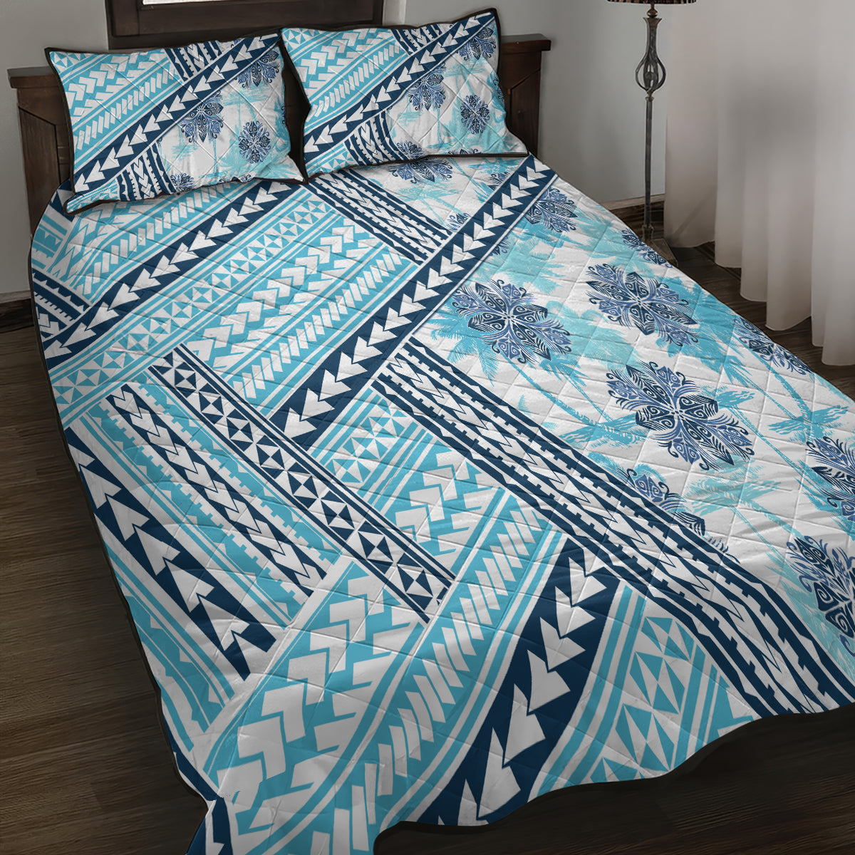 Hawaii Quilt Quilt Bed Set Kakau Polynesian Pattern Sky Blue Version LT01 - Polynesian Pride