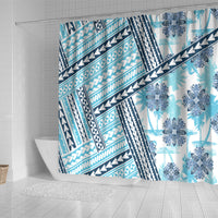 Hawaii Quilt Shower Curtain Kakau Polynesian Pattern Sky Blue Version LT01 - Polynesian Pride