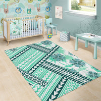 Hawaii Quilt Area Rug Kakau Polynesian Pattern Teal Version LT01 - Polynesian Pride