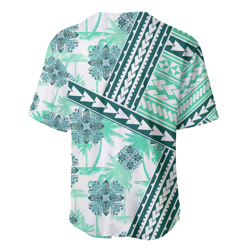 Hawaii Quilt Baseball Jersey Kakau Polynesian Pattern Teal Version LT01 - Polynesian Pride