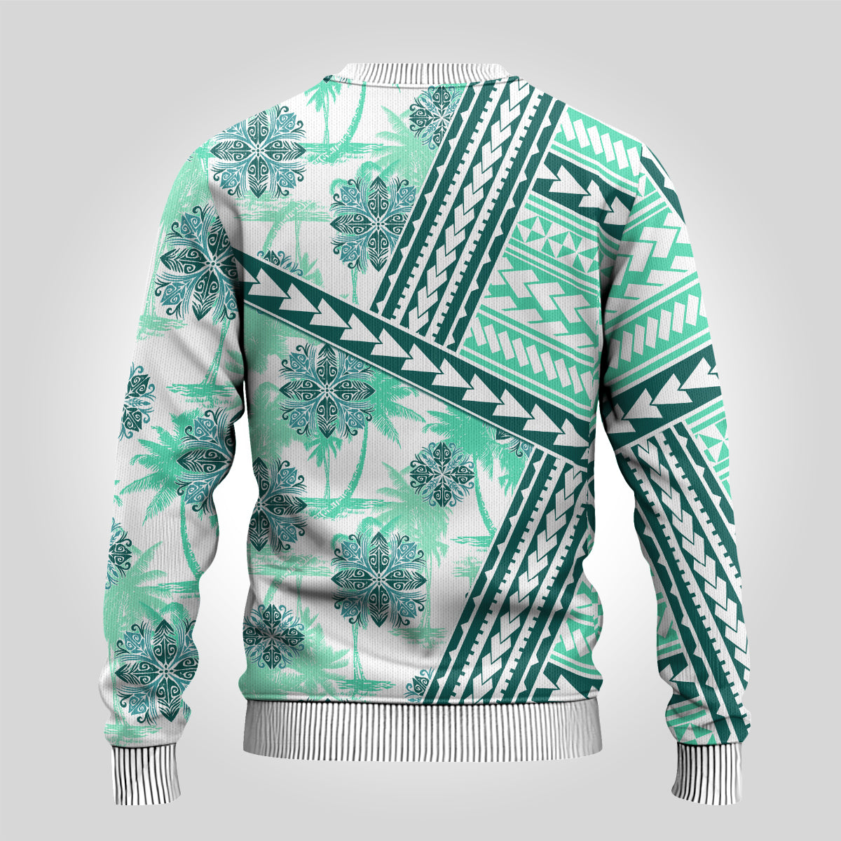 Hawaii Quilt Ugly Christmas Sweater Kakau Polynesian Pattern Teal Version LT01 - Polynesian Pride