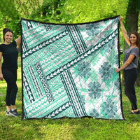 Hawaii Quilt Quilt Kakau Polynesian Pattern Teal Version LT01 - Polynesian Pride