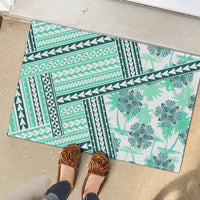 Hawaii Quilt Rubber Doormat Kakau Polynesian Pattern Teal Version LT01 - Polynesian Pride