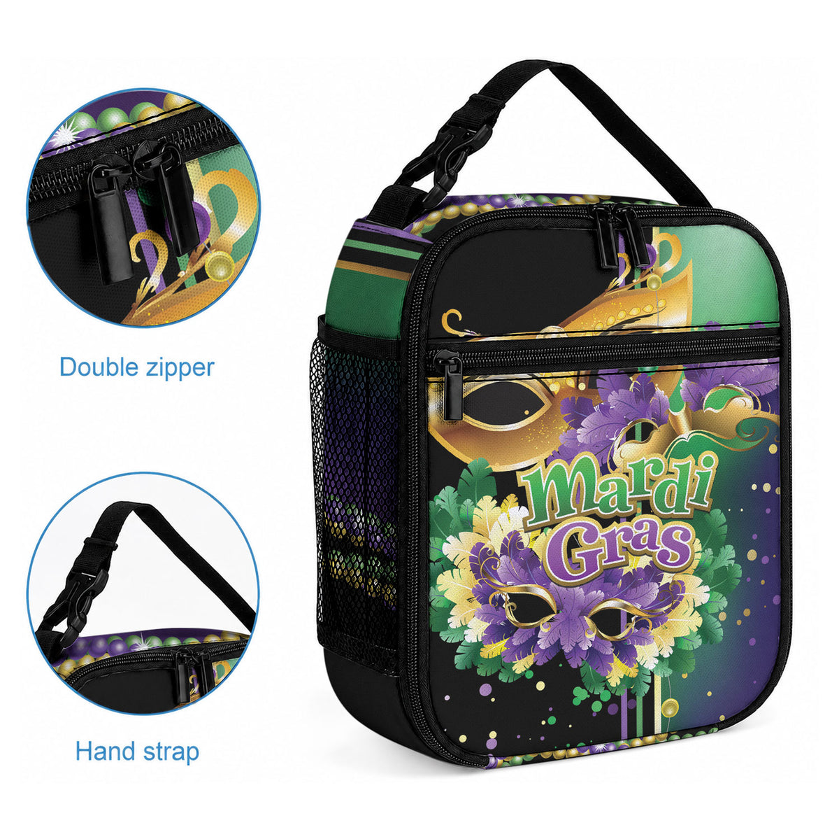 Mardi Gras Lunch Bag Carnival Feathers Masks LT01 - Polynesian Pride