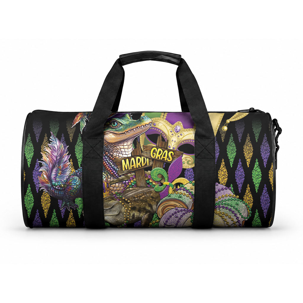 Mardi Gras Alligator Duffle Bag Fleur De Lis Glitter Style LT01 One size Colorful - Polynesian Pride