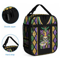 Mardi Gras Skull Lunch Bag Beads Fleur De Lis LT01 - Polynesian Pride