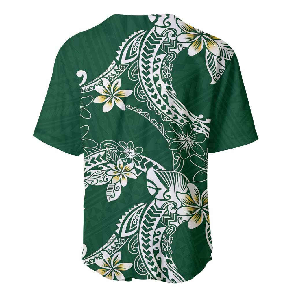 Polynesian Hawaiian Plumeria Tribal Pattern Baseball Jersey Green Version LT01 - Polynesian Pride