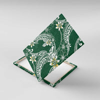 Polynesian Hawaiian Plumeria Tribal Pattern Canvas Wall Art Green Version