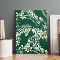 Polynesian Hawaiian Plumeria Tribal Pattern Canvas Wall Art Green Version