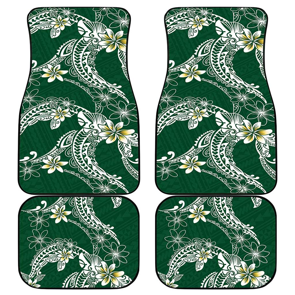 Polynesian Hawaiian Plumeria Tribal Pattern Car Mats Green Version