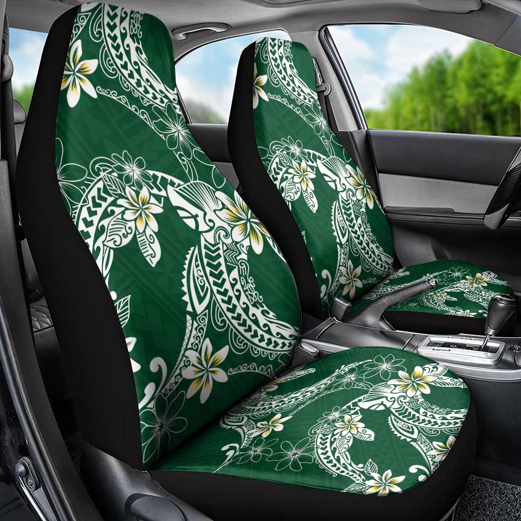 Polynesian Hawaiian Plumeria Tribal Pattern Car Seat Cover Green Version