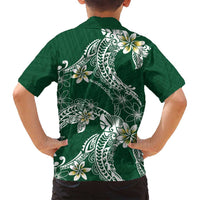 Polynesian Hawaiian Plumeria Tribal Pattern Family Matching Puletasi and Hawaiian Shirt Green Version LT01 - Polynesian Pride