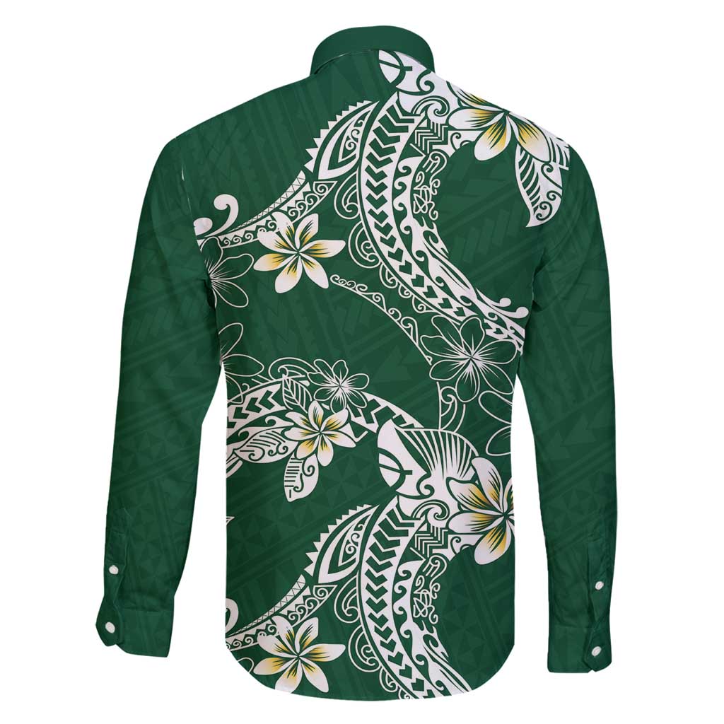 Polynesian Hawaiian Plumeria Tribal Pattern Family Matching Puletasi and Hawaiian Shirt Green Version LT01 - Polynesian Pride