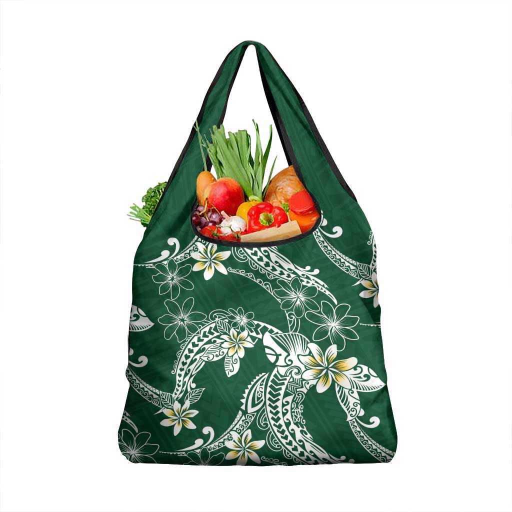 Polynesian Hawaiian Plumeria Tribal Pattern Grocery Bag Green Version LT01 1-pack One Size Green - Polynesian Pride