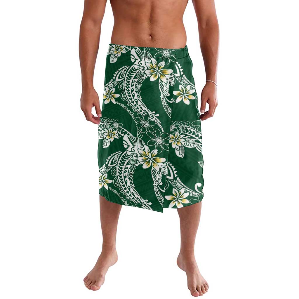 Polynesian Hawaiian Plumeria Tribal Pattern Lavalava Green Version