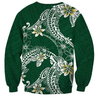 Polynesian Hawaiian Plumeria Tribal Pattern Sweatshirt Green Version