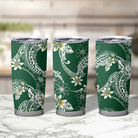 Polynesian Hawaiian Plumeria Tribal Pattern Tumbler Cup Green Version