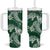 Polynesian Hawaiian Plumeria Tribal Pattern Tumbler With Handle Green Version