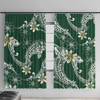 Polynesian Hawaiian Plumeria Tribal Pattern Window Curtain Green Version