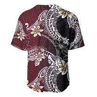 Polynesian Hawaiian Plumeria Tribal Pattern Baseball Jersey Special Wine Red Version LT01 - Polynesian Pride