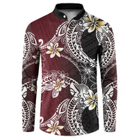 Polynesian Hawaiian Plumeria Tribal Pattern Button Sweatshirt Special Wine Red Version LT01 Red - Polynesian Pride
