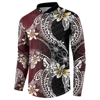 Polynesian Hawaiian Plumeria Tribal Pattern Button Sweatshirt Special Wine Red Version LT01 - Polynesian Pride